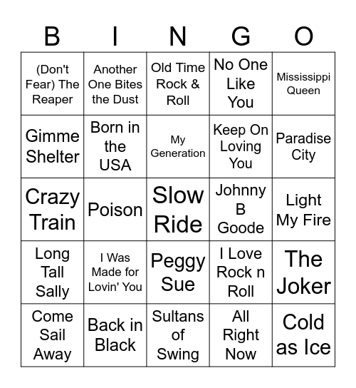 Music Singo #3 Bingo Card