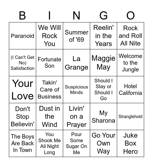 Music Singo #4 Bingo Card