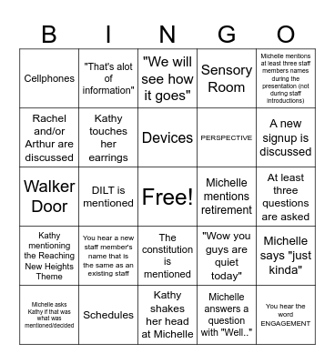 Inservice Bingo Card