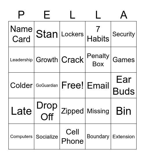 Video Bingo Card