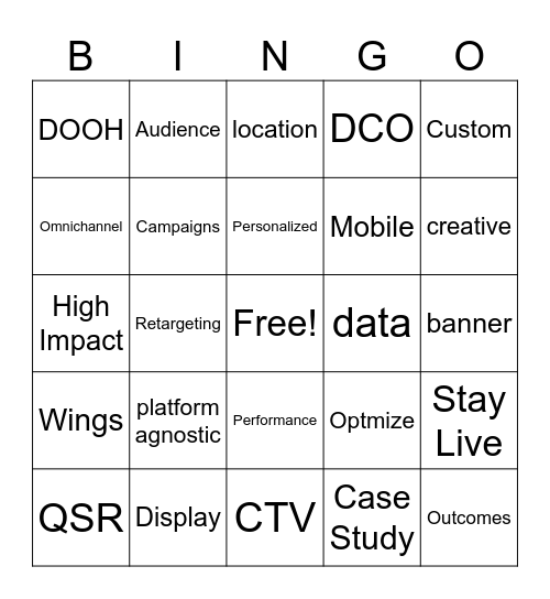 Inspire Brands & Perion BINGO! Bingo Card