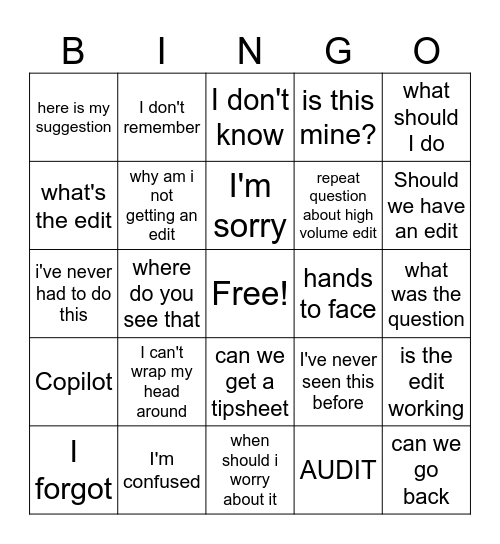 DPC Bingo Card