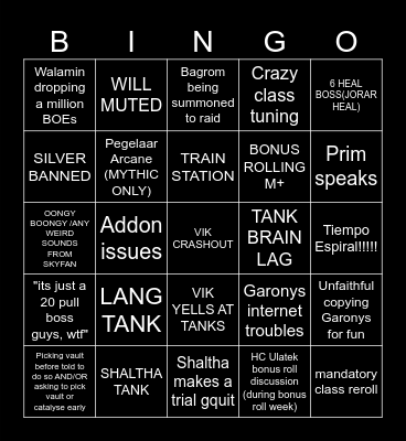 MIDNIGHT SEASON 2 Bingo Card