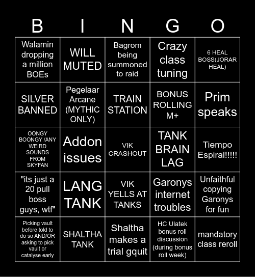 MIDNIGHT SEASON 2 Bingo Card