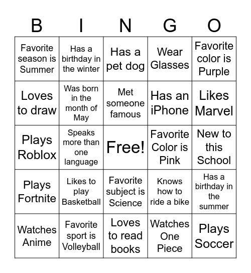 STEM Bingo Card