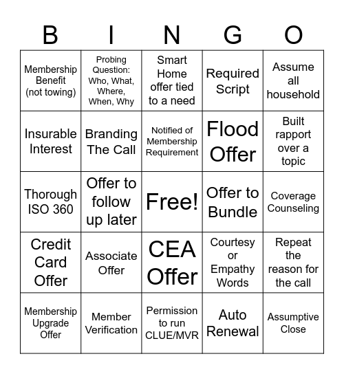 Total Protection Bingo Card