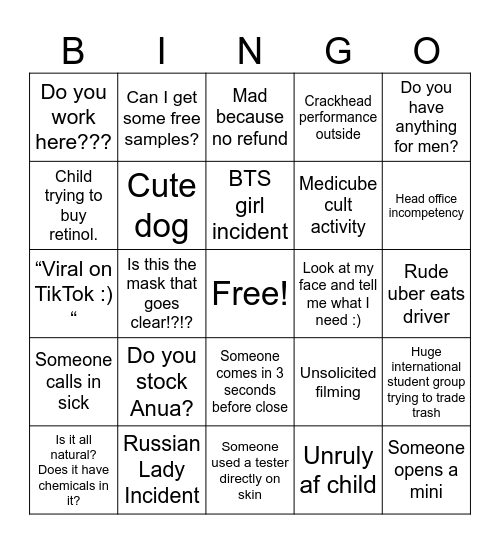 Pureseoul Bingo Card