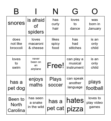 Human Bingo Card