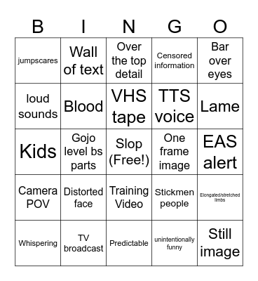 Analog Horror Bingo Card
