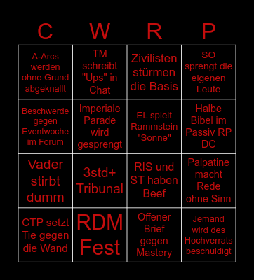 CW:RP | Order 66 Bingocard Bingo Card