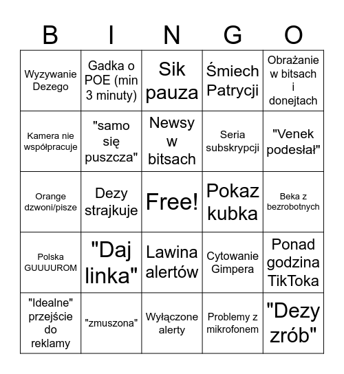 Revingo Bingo Card