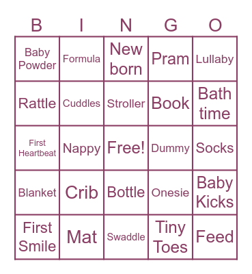 Baby in Bloom Bingo Card