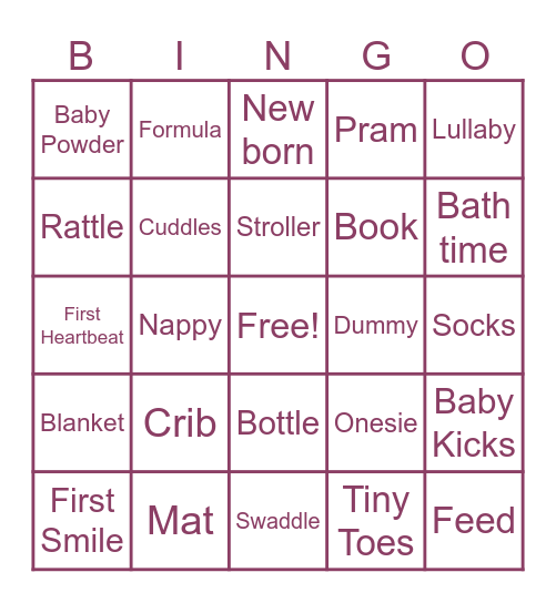 Baby in Bloom Bingo Card