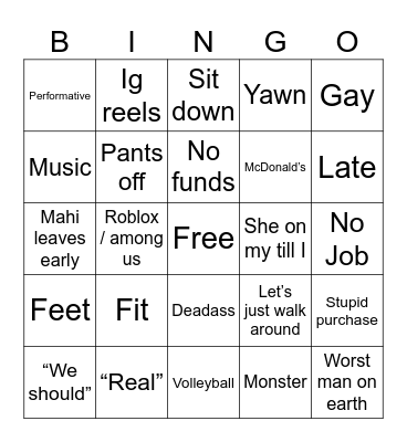 Foids Bingo Card