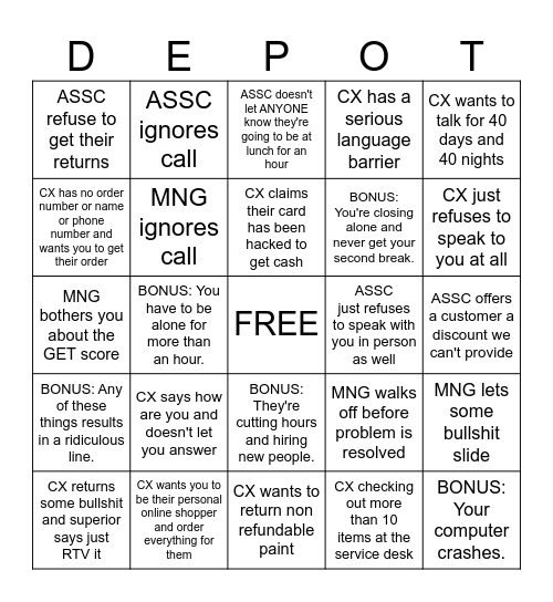 Service Desk Is Fun Bingo Card