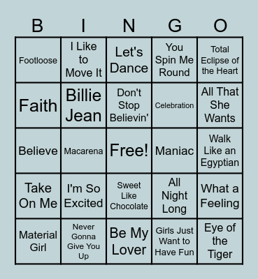 DJ Dave's Disco Bingo Card