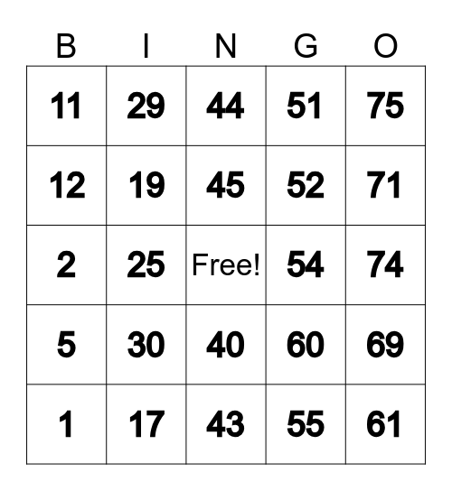 Bingo Card