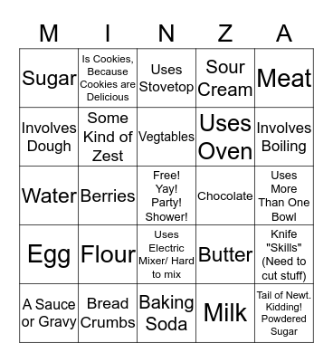 Baking Bingo--Time to cook up some fun! Bingo Card