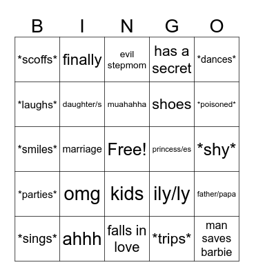 Barbie Bingo Card