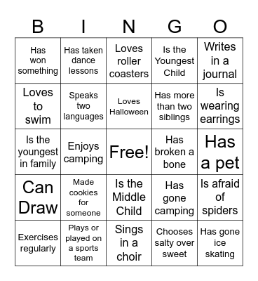 Get to Know You Bingo Card