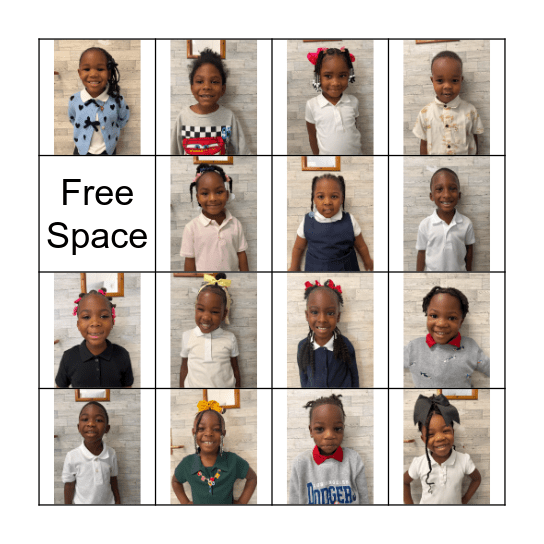 Pre-K Friend Bingo Card