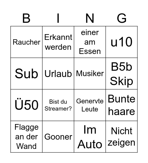 OmeTV Bingo Card