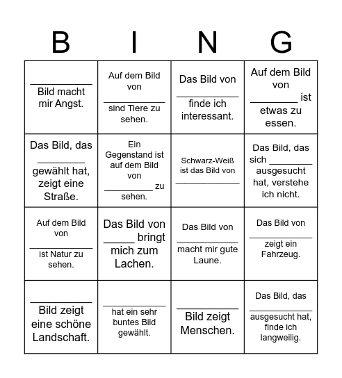 Bilder-Bingo Card