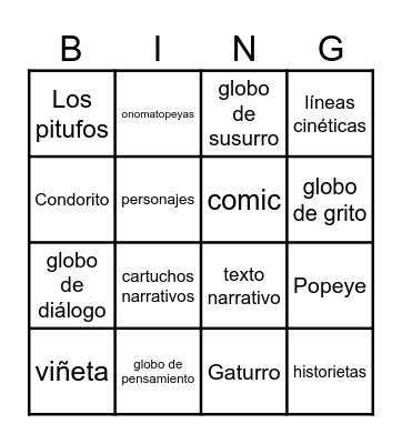 Cómics Bingo Card