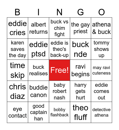 9-1-1 Season 10 Bingo Card