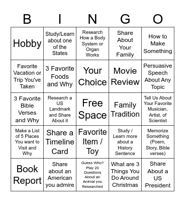 Presentation Bingo Card
