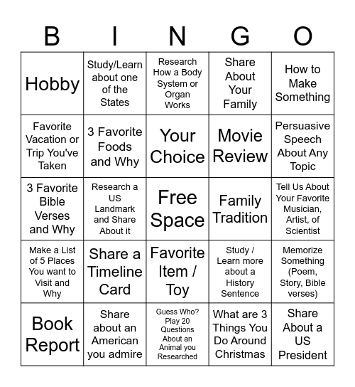Presentation Bingo Card