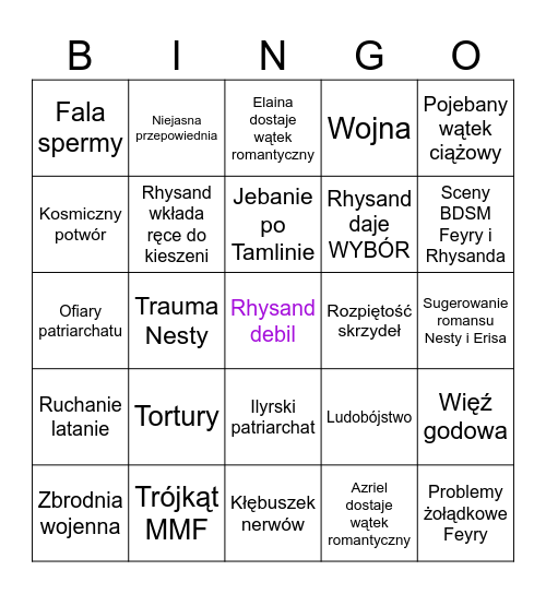 ACOTAR tom 6 Bingo Card