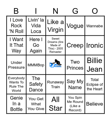 80's and 90's Bingo Card