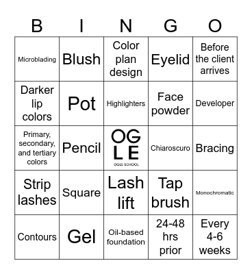111E Makeup Review Bingo Card
