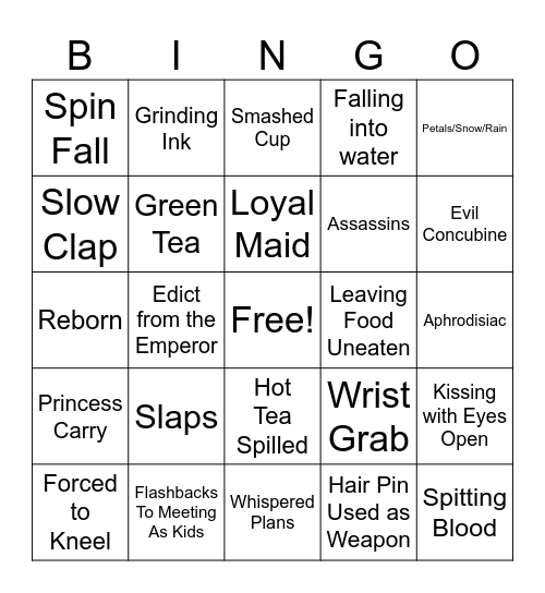 Chinese Drama Bingo Card
