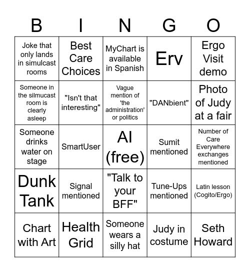 Exec Session Bingo Card