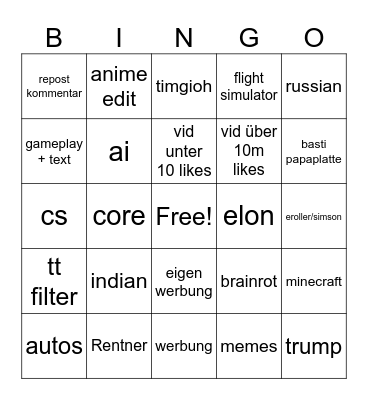 tt bingo Card