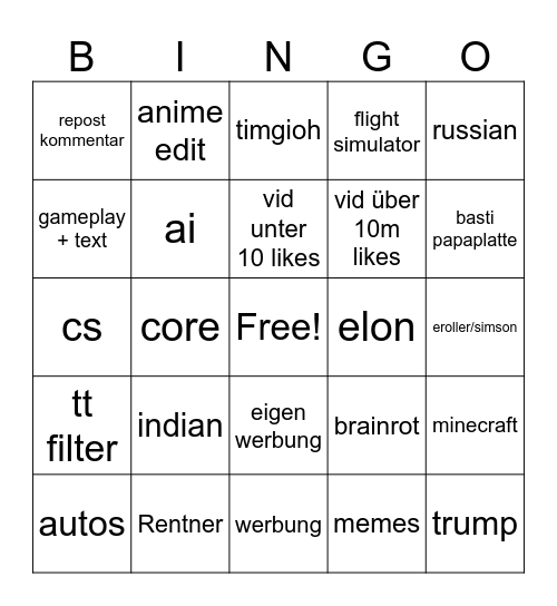 tt bingo Card