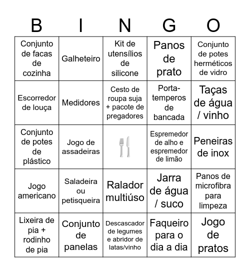 Bingo do chá da Giih. Bingo Card