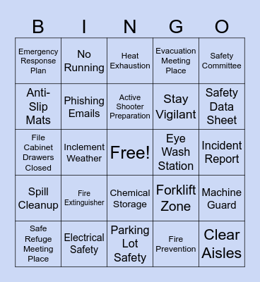 Safety BINGO Card