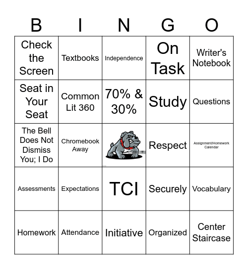 Expectations & Rules Bingo Card