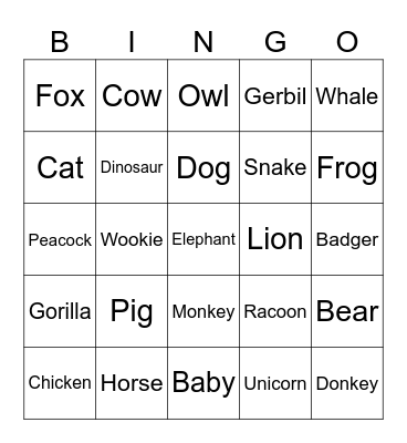 Whats that Qwack? Bingo Card