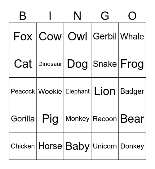 Whats that Qwack? Bingo Card