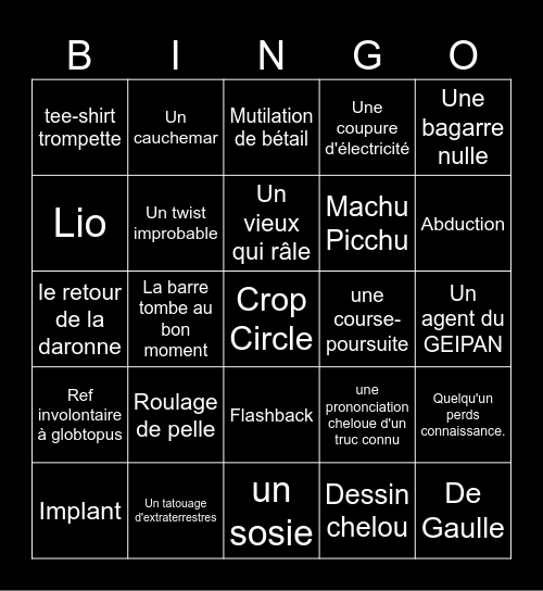 Bingo Mystère Bingo Card