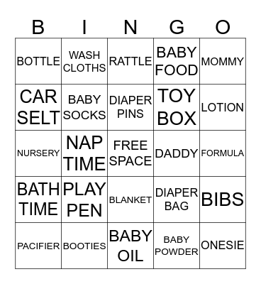 Angela's Baby Shower BINGO! Bingo Card