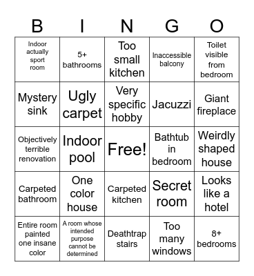 Weird House Listings Bingo Card