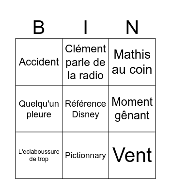 Constance party Bingo Card