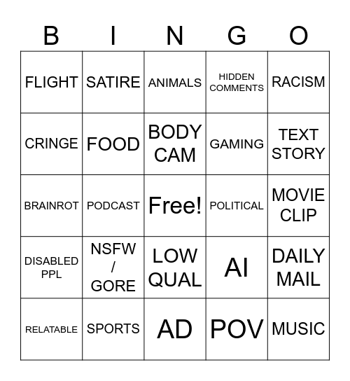Untitled Bingo Card