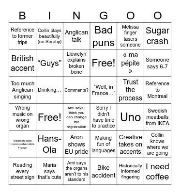 Scandanavia Bingo Card