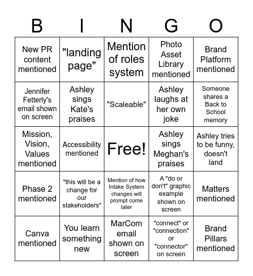 MarCom WolfNet + Brand Platform + Back to School Celebration Extravaganza Bingo Card